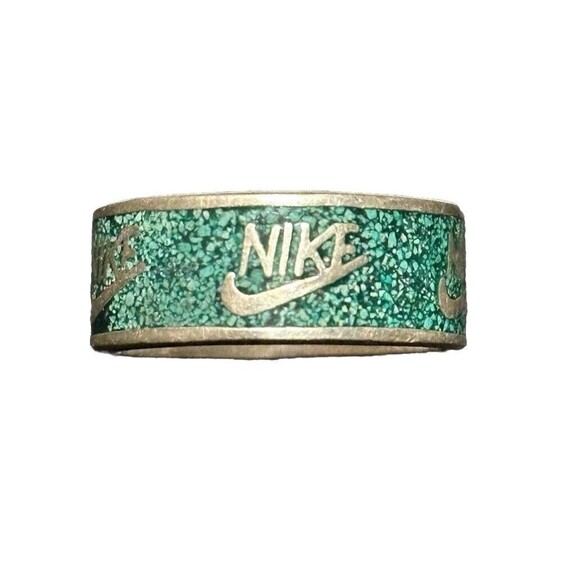 Vintage 70’s Nike Turquoise Inlay Ring 925 Silver Size 8.5 Extremely Rare